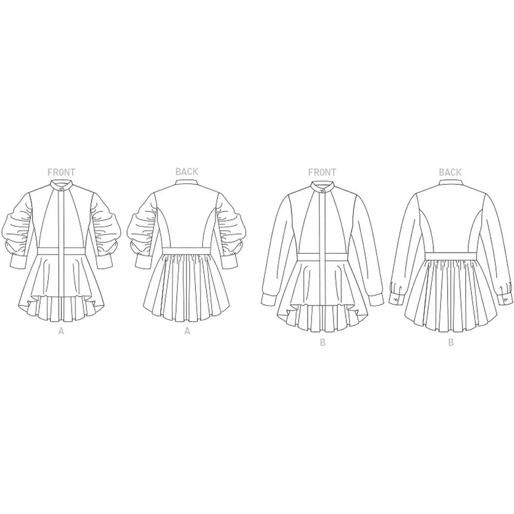 Vogue Patterns V1875‎ Sewing Pattern Womens 18-26 Peplum Tops Ruched Sleeves
